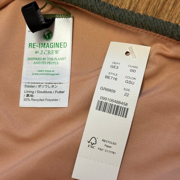 J. Crew Green Textured One-Shoulder One-Piece Size 22 - Picture 11 of 11